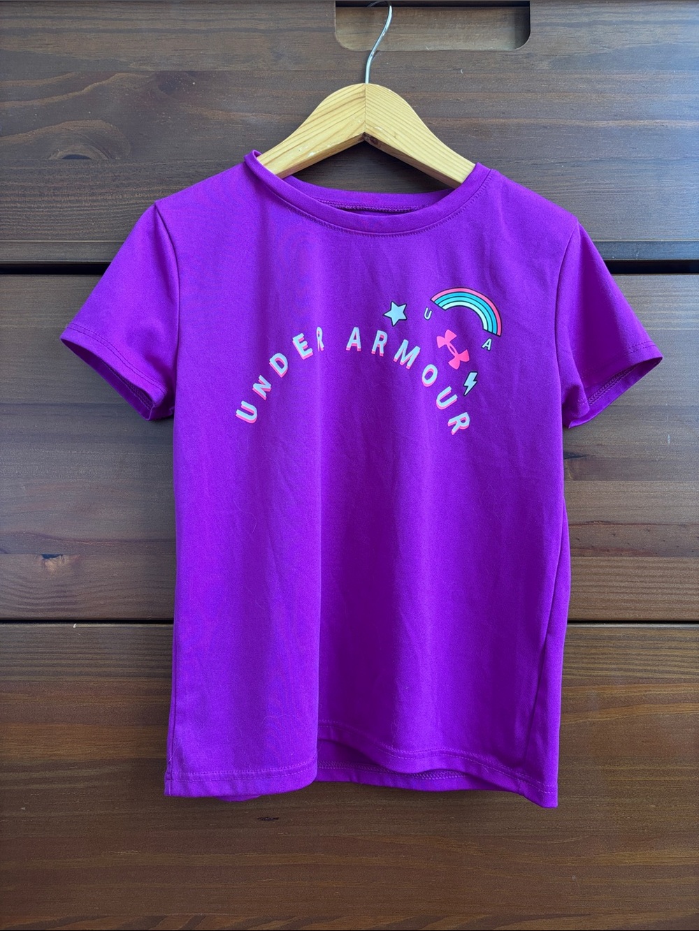 Under Armour Purple Short Sleeve Tee with Rainbow Graphic